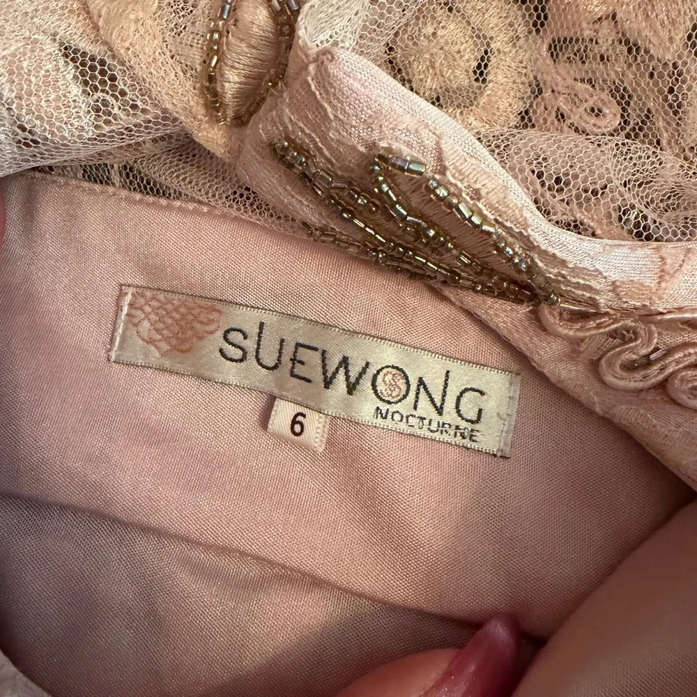 Sue Wong Pink Floral Embroidered Midi Dress - Picture 6 of 9
